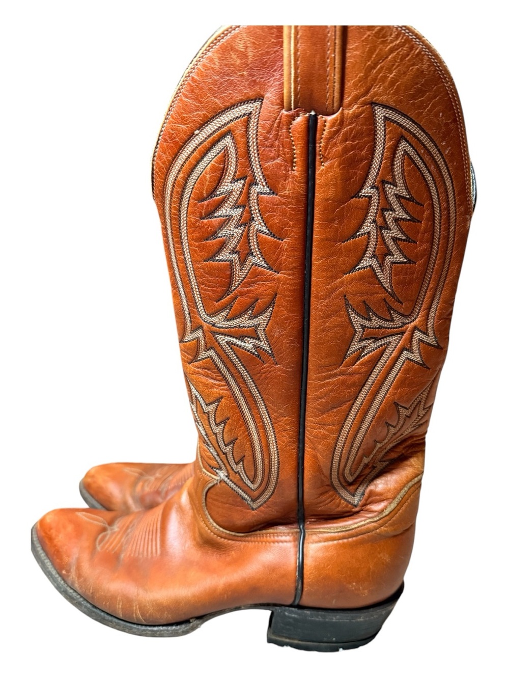 Tony Lama Men's Western leather Cowboy Boots embroidered Classic flannel fall 10 - Picture 2 of 8